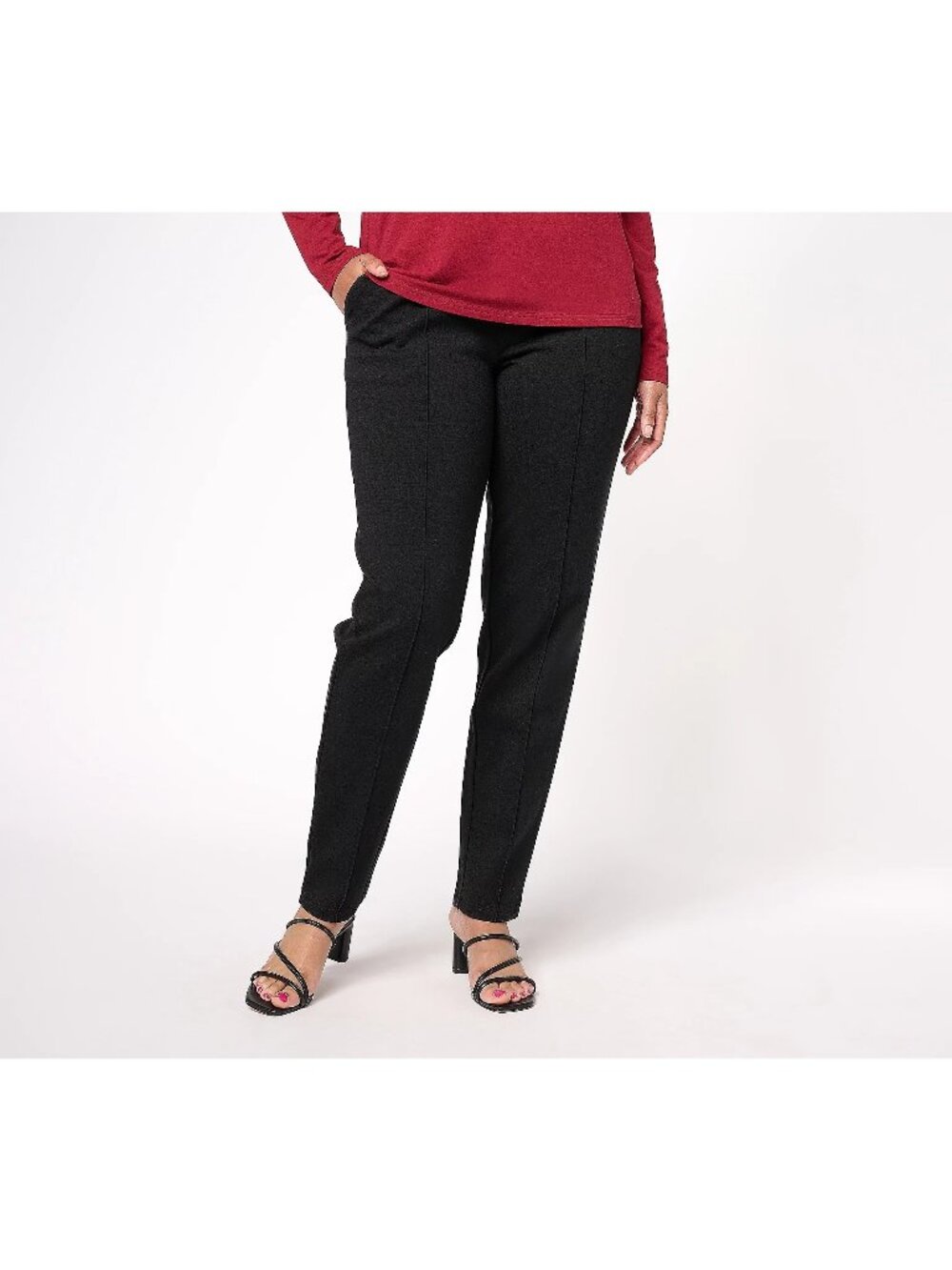 Encore by Idina Menzel Pant Large Regular Pull On Slim Leg Ponte Jet Black NEW